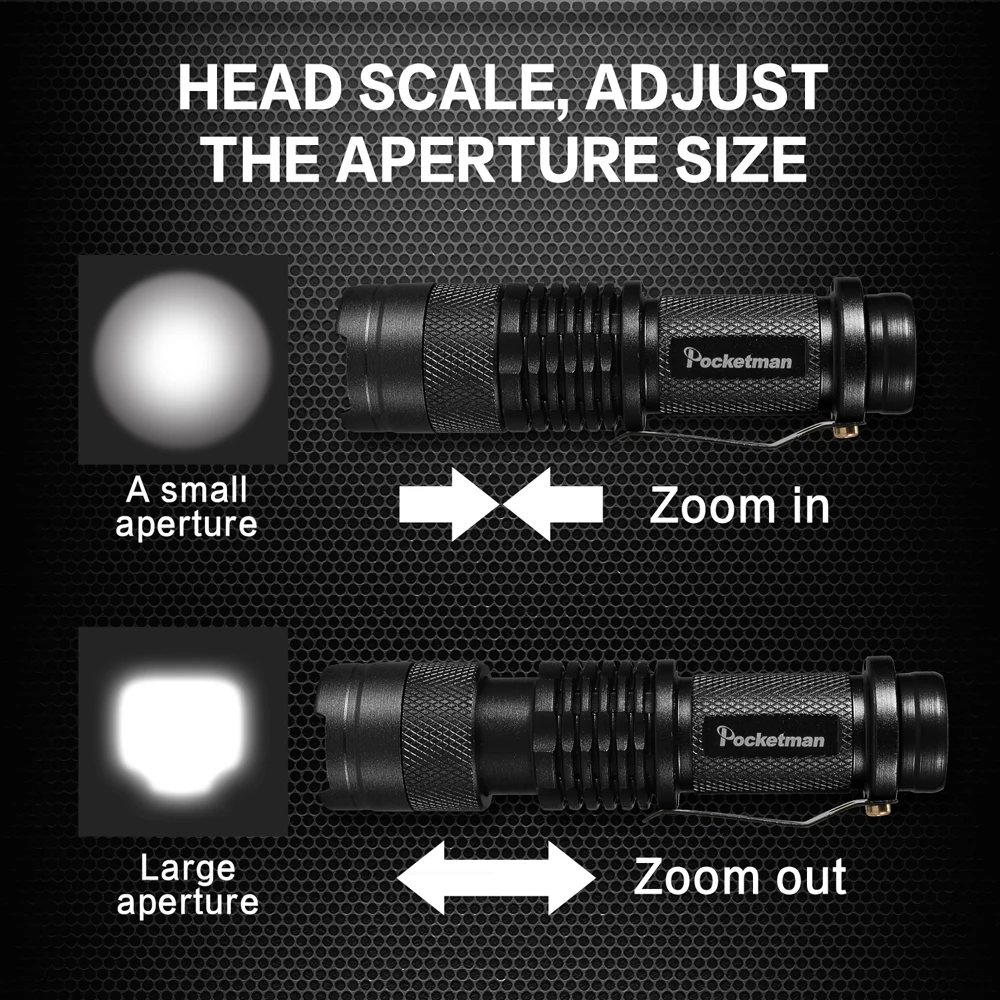 10 Pakas Mini LED Kabatas Lukturīti Q5 Lāpu Zoomable 3 Režīmi Kempings Gaismas Self defense Linterna Ūdensizturīgu Pildspalvu klipu Laternas1