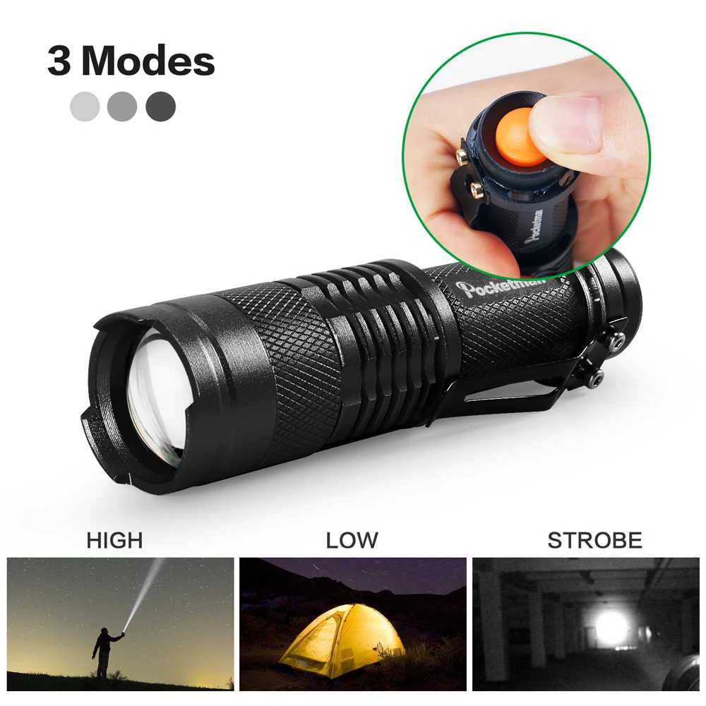10 Pakas Mini LED Kabatas Lukturīti Q5 Lāpu Zoomable 3 Režīmi Kempings Gaismas Self defense Linterna Ūdensizturīgu Pildspalvu klipu Laternas2