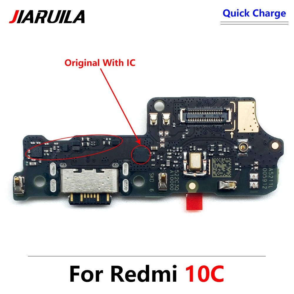 100% Oriģināls Uzlādēšana caur USB Ports Micro Dock Savienotājs Valdes Flex Kabelis Xiaomi Redmi 10.C2