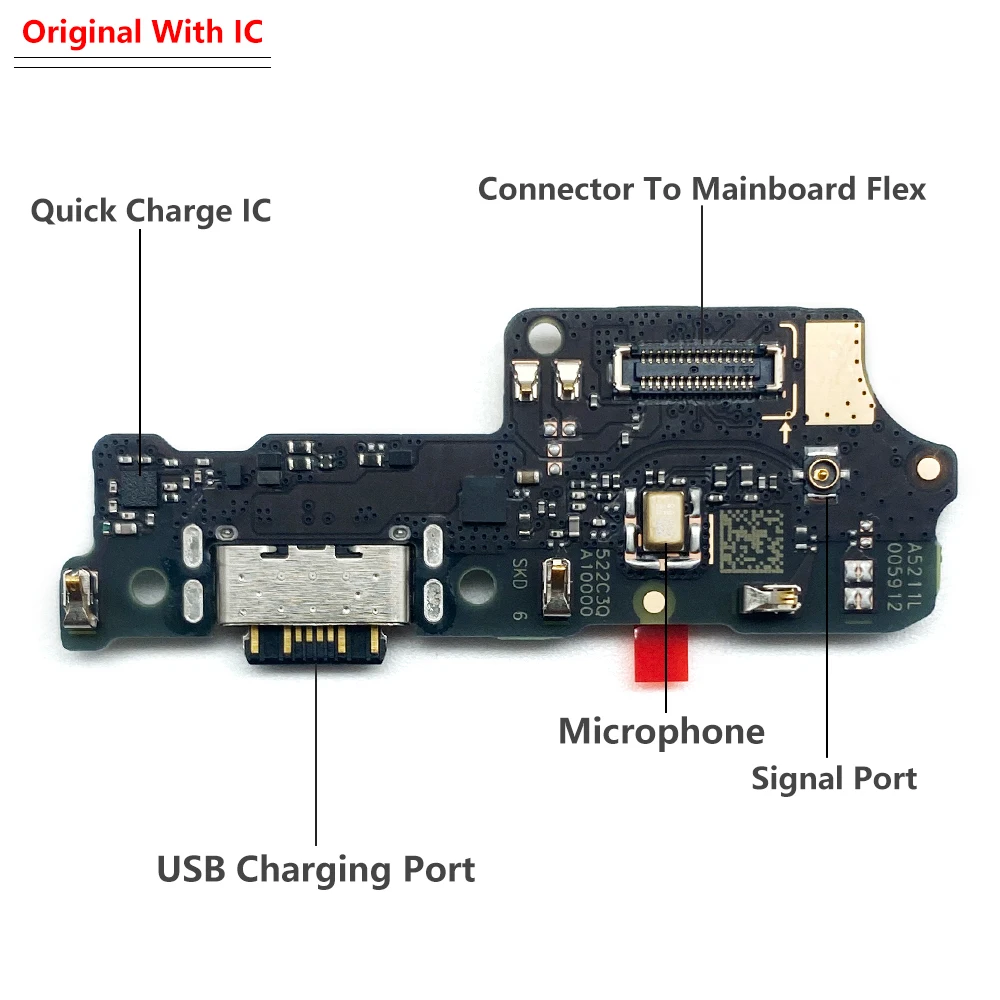 100% Oriģināls Uzlādēšana caur USB Ports Micro Dock Savienotājs Valdes Flex Kabelis Xiaomi Redmi 10.C5