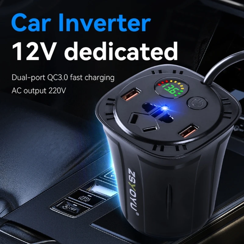 120W Car Power Inverter 12V uz 110V, 220V AC Strāvas pārveidotājus Transportlīdzekļu Converter Auto Lādētājs Adapteris1