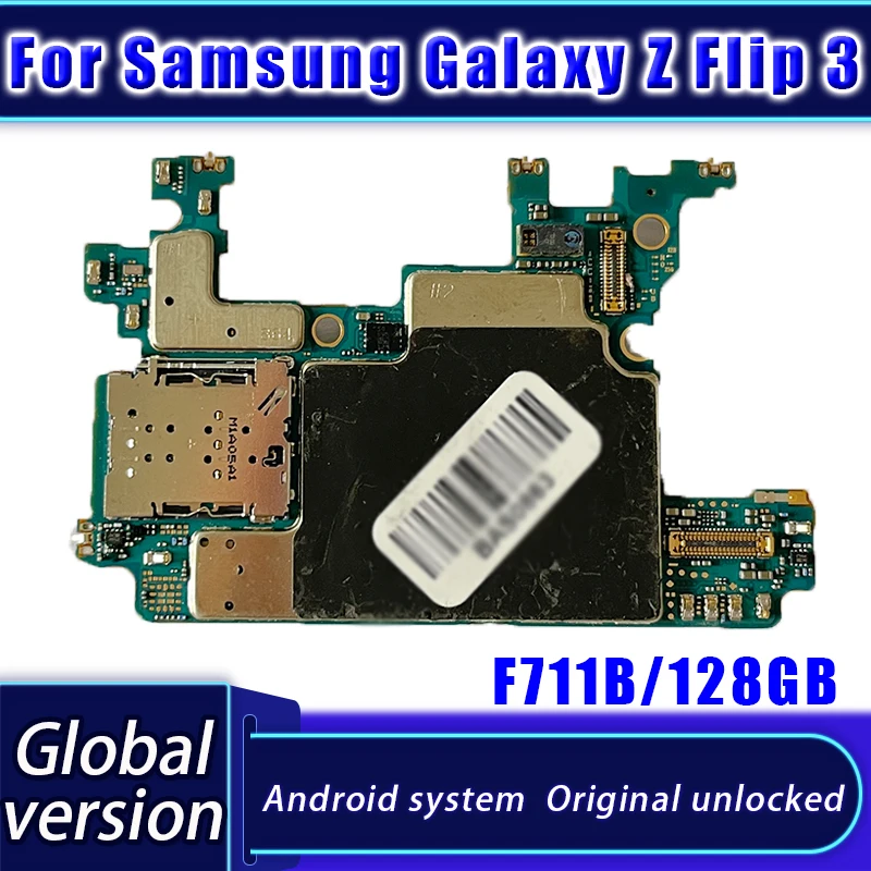128GB Loģika Valdes Samsung Galaxy Z Flip 3 F711B Mātesplati Oriģināls Atbloķēt Mainboard Ar Android Sistēmu 5G Pilna Mikroshēmas0