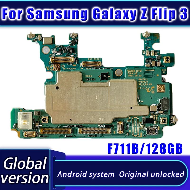 128GB Loģika Valdes Samsung Galaxy Z Flip 3 F711B Mātesplati Oriģināls Atbloķēt Mainboard Ar Android Sistēmu 5G Pilna Mikroshēmas1