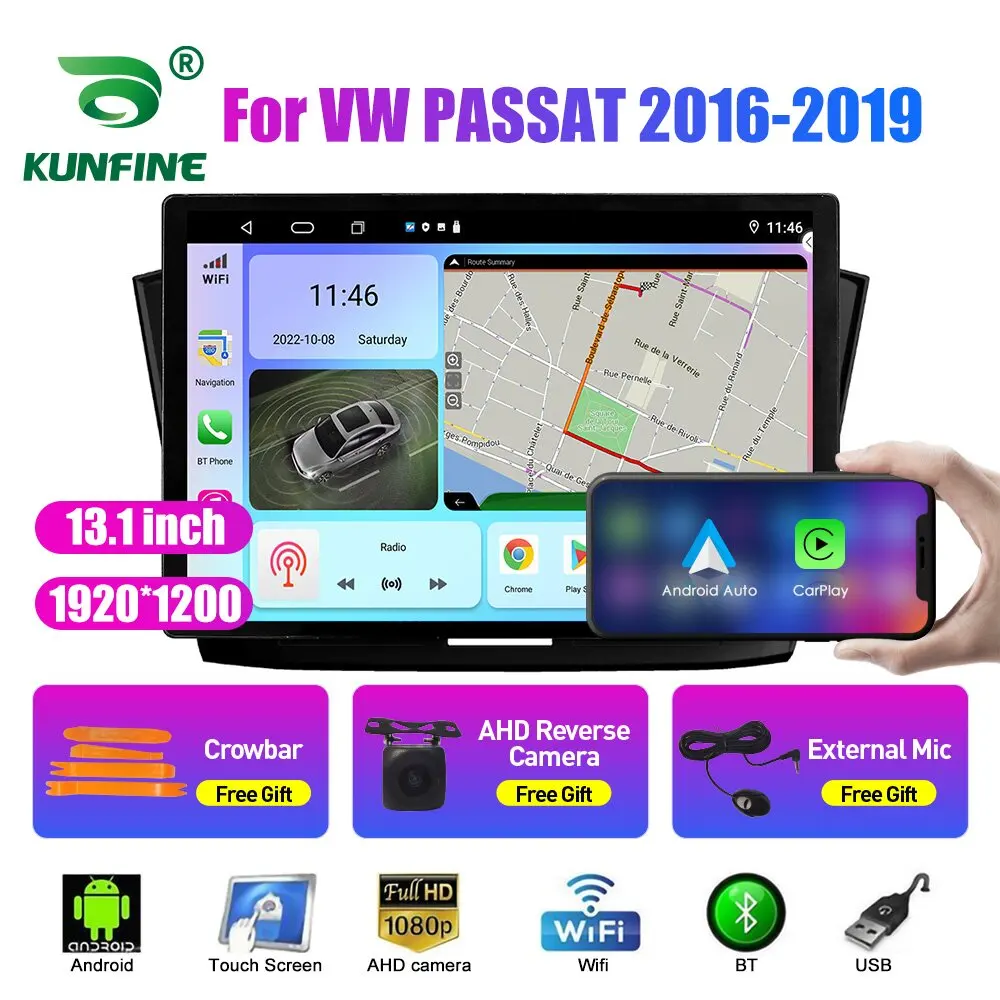 13.1 collu Auto Radio VW PASSAT 2016 2017 2018-19 Auto DVD, GPS Navigācija, Stereo Carplay 2 Din Centrālā Multivides Android Auto0