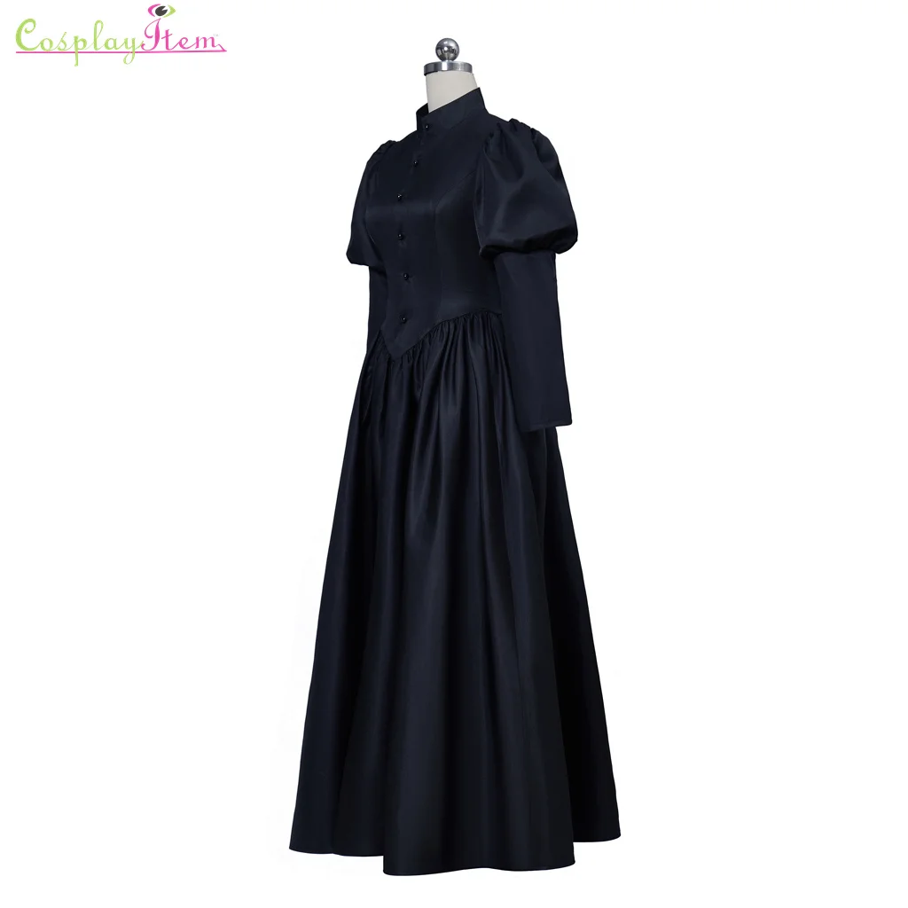 1860 Viktorijas melnās sēru kleitu viktorijas laika Gotikas steampunk dienas kleita melnā burzma kleita Gothic steampunk bumbu kleita Kleita1