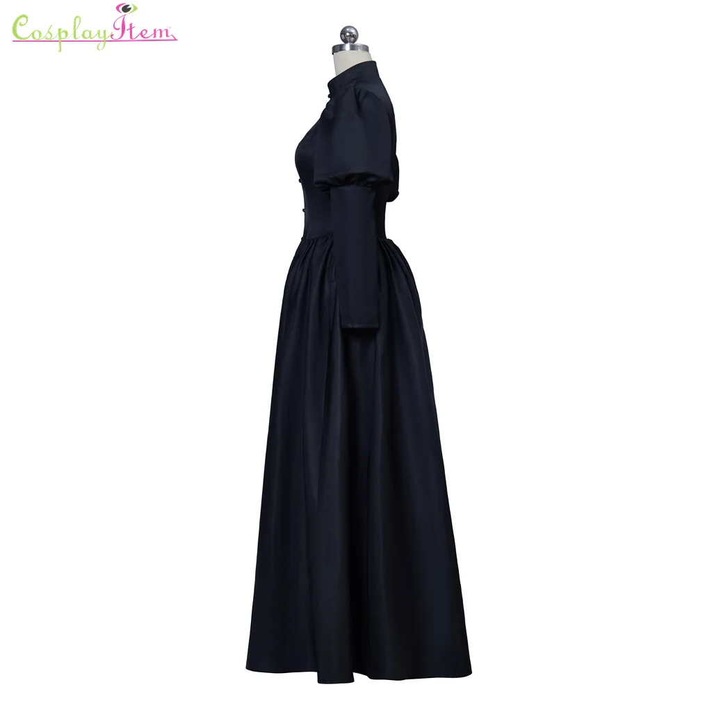 1860 Viktorijas melnās sēru kleitu viktorijas laika Gotikas steampunk dienas kleita melnā burzma kleita Gothic steampunk bumbu kleita Kleita2