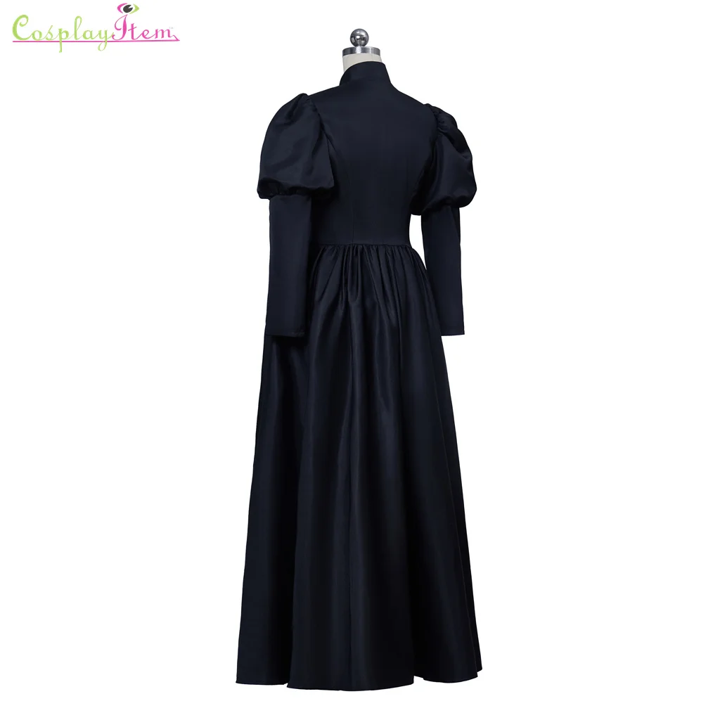 1860 Viktorijas melnās sēru kleitu viktorijas laika Gotikas steampunk dienas kleita melnā burzma kleita Gothic steampunk bumbu kleita Kleita3
