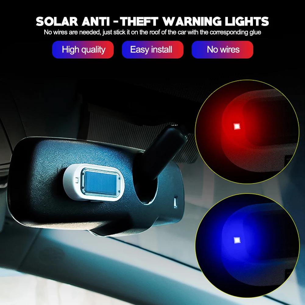 1GB Auto Saules Enerģijas Strobe Signālu Gaismas, Drošības Sistēmas Auto Viltus Drošības Gaismas Brīdinājums Mirgo Brīdinājuma pretaizdzīšanas Signalizācijas Lampas0