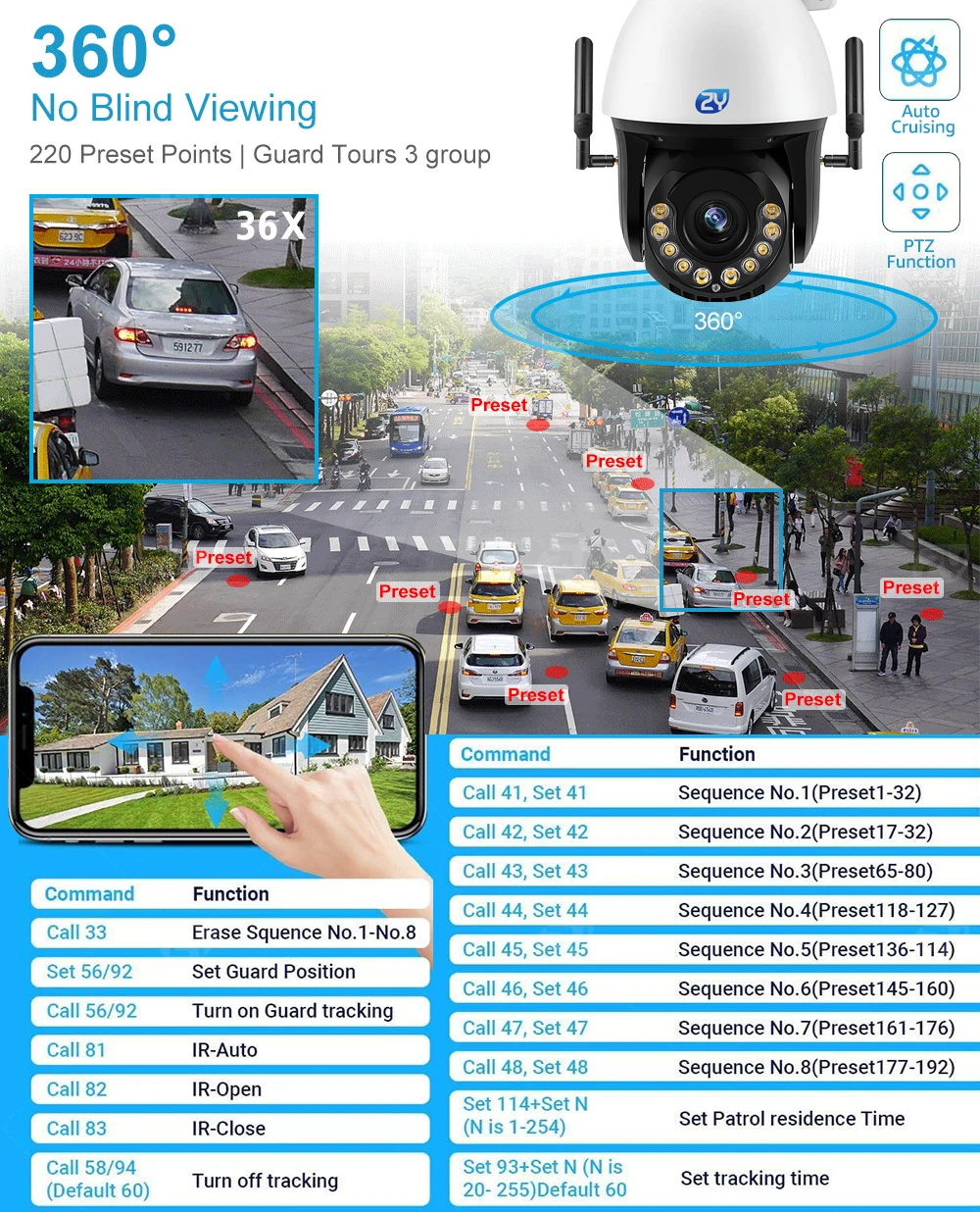 4K 36X Optisko Tālummaiņu Novērošanas Kameras Āra 8MP Cilvēku/Auto Detect Auto Izsekošanas Ātrumu Dome 150M Krāsu Nakts Wifi PoE Kamera5