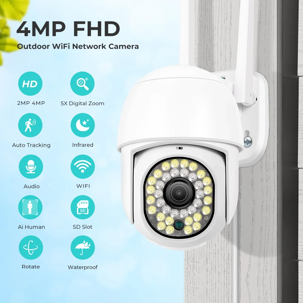 4MP 2K Wifi IP Kameras Āra Bezvadu Novērošanas Kamera ir 5x Digitālā Tālummaiņa CCTV Monitors 2-Way Audio 2MP Drošības Cam ICSEE1