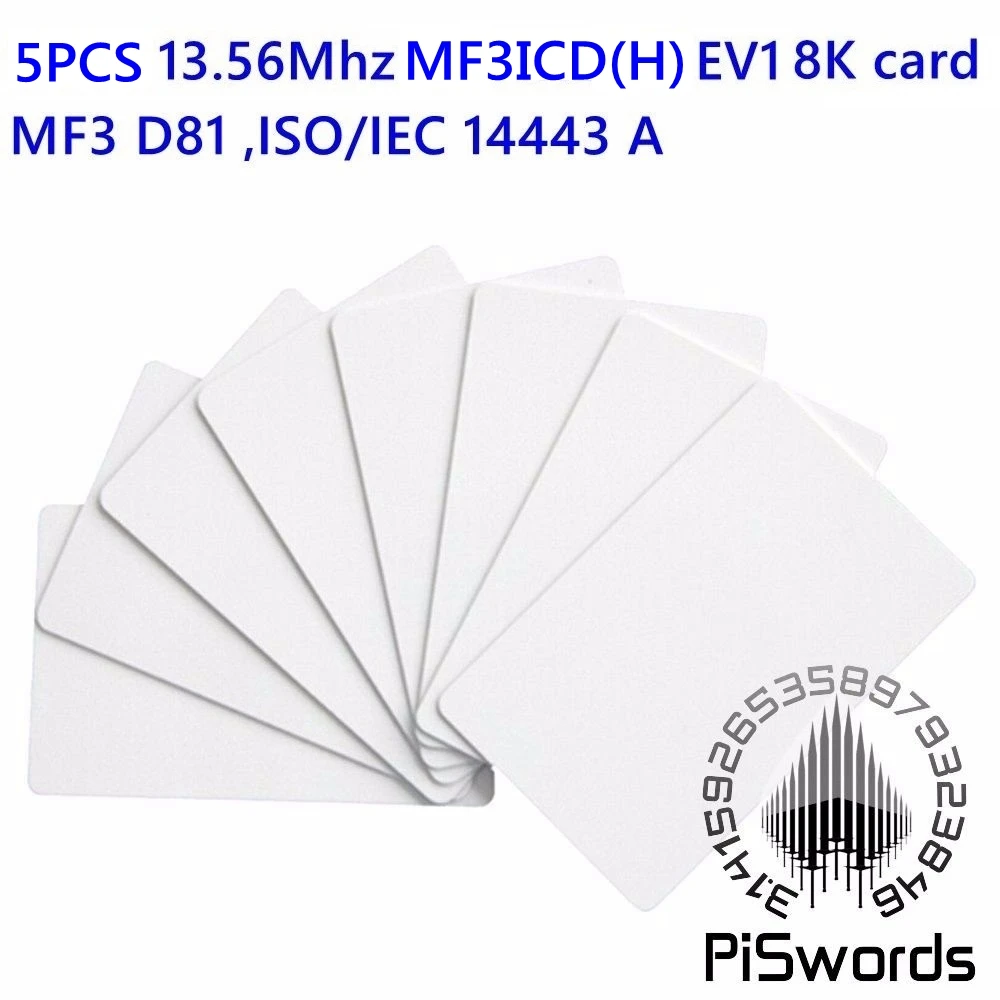 5GAB/DAUDZ NFC RFID MF3ICD(H) 81 EV1 8K tukšu karti 13.56 Mhz M3 IC D81 ISO14443A pvc tukšu karti0