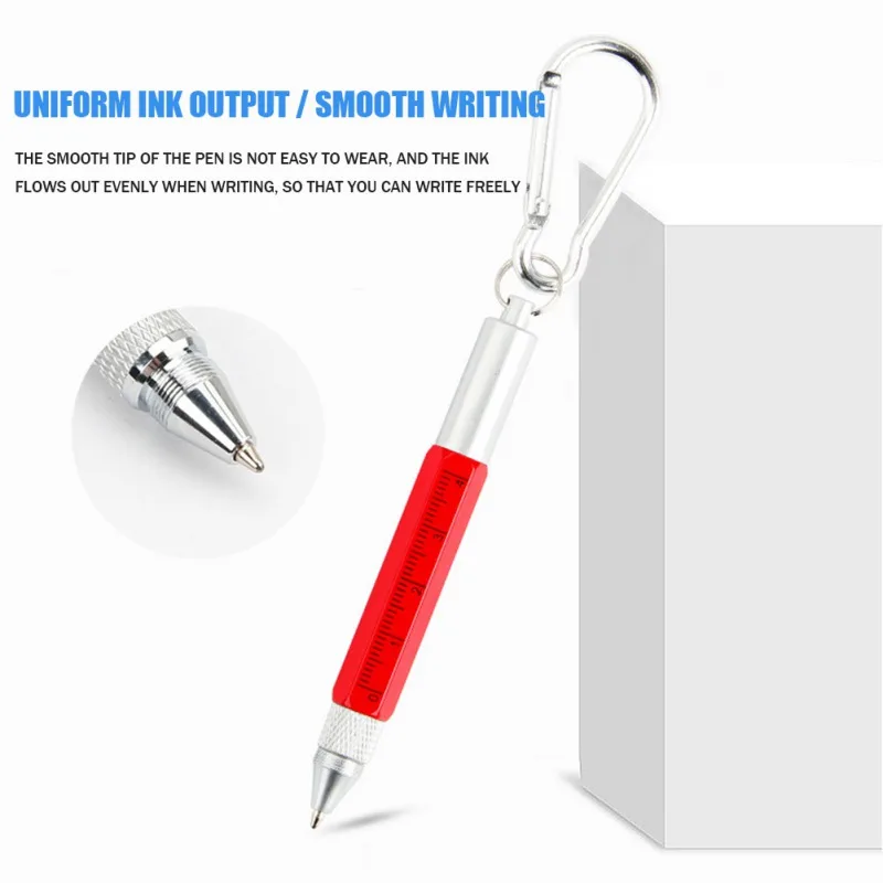 6 1 Mini Daudzfunkciju Lodīšu Pildspalvu Maza Mēroga Keychain Pildspalvas Metāla Skrūvgriezi Līmeņrādi Stylus Touch Screen Rīku Pen4