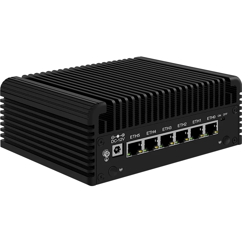 6 LAN 2.5 G Firewall Router 12 Gen Intel i3 N305 N100 6x i226-V Fanless Mini PC DDR5 2xHDMI2.1 USB3.2. Tips-C pfSense Proxmox1