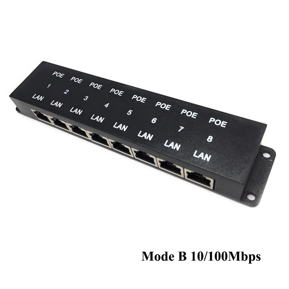 8) ostas drošības passive POE inžektors Power over Ethernet Tīkla IP Kameras Ubiquiti un MikroTik 100Mbps līdz pat 8 ierīcēm0
