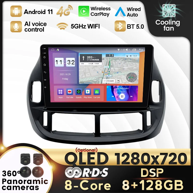 8G+128G Android 11 4G LTE RDS DSP Auto Radio Multimediju Video Atskaņotājs Toyota Estima ACR30 RHD 2004 Navigācija GPS SWC BT0