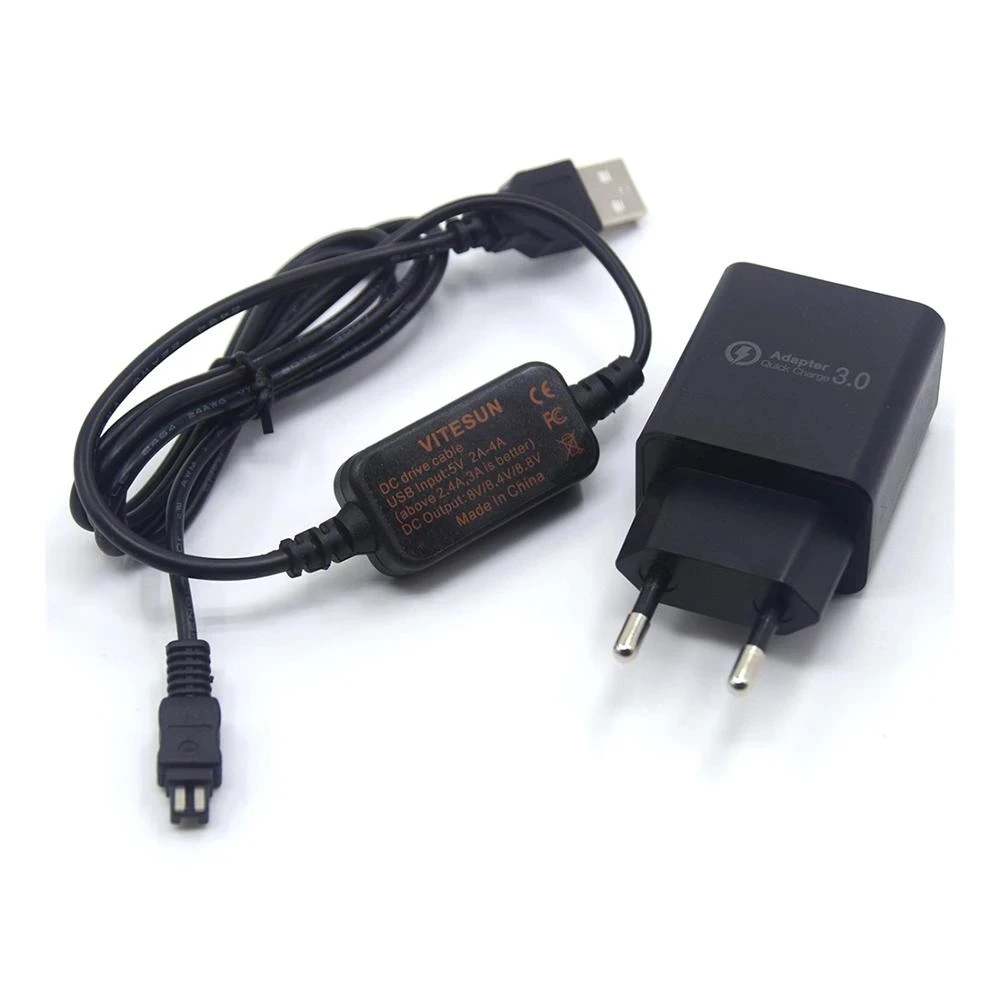 Adapteri Uzlādes+AC-L200 AC-L25A Power Bank USB Kabelis Sony DSC-HX1 DCR-UX5 UX7 HDR-XR100 NEX VG30 VG900 DEV-50 FDR-AX33 V7001