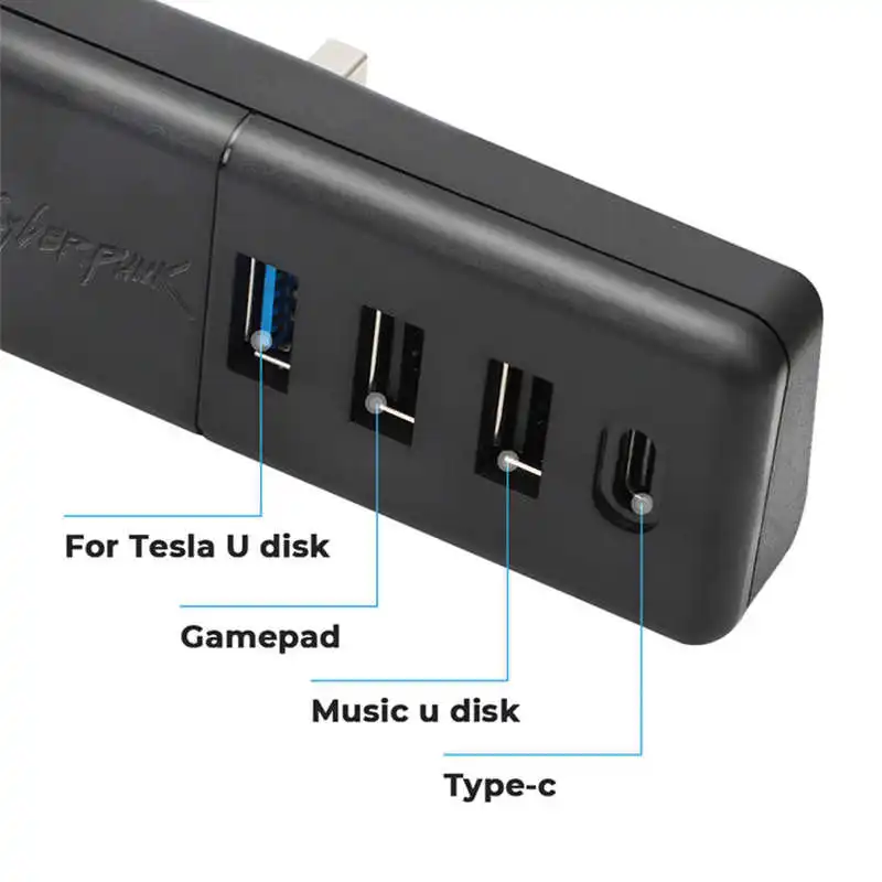 Auto USB Centrmezglu, Ātra Uzlāde Datu Pārsūtīšanas 4 In 1 USB Centrmezglu ar Cimdiem dokstacija Nomaiņa Tesla Model Y 3 20213