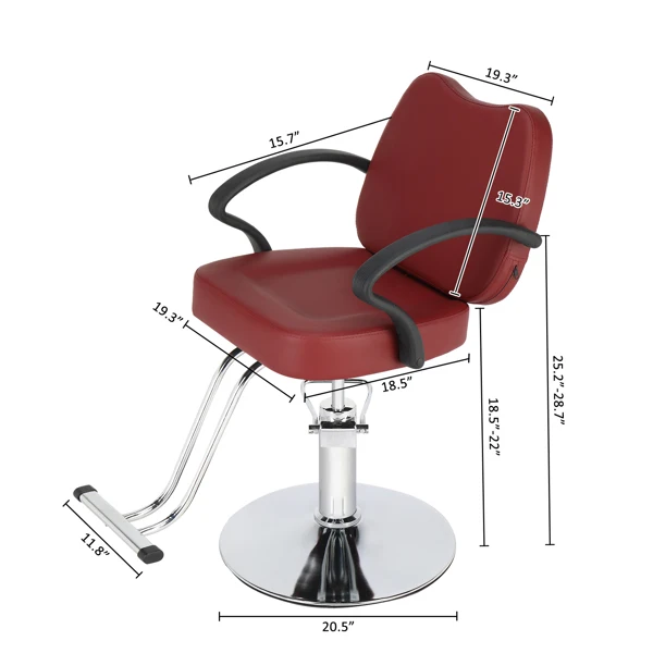 Barber Krēsls Sarkans PVC nesošo 150kg Ugunsdrošas Ādas Kārtu Dzelzs Bāzes Barber Krēsls5