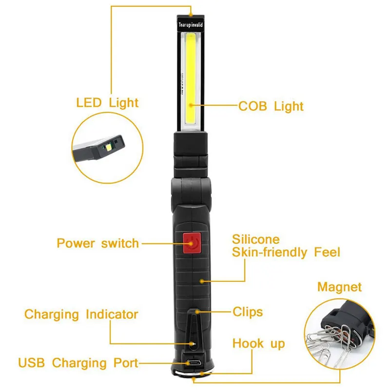 COB LED Uzlādējams Magnētisko Lāpu Elastīgu Kontroles Lampa Bezvadu Worklight portatīvie apgaismojums prožektors lukturīti3