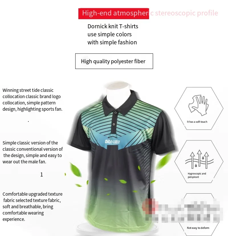 Donic Galda teniss sporta apģērbu ar īsām piedurknēm t-krekls ping pong Sporta Svīteri tops ar apkakli, 836915