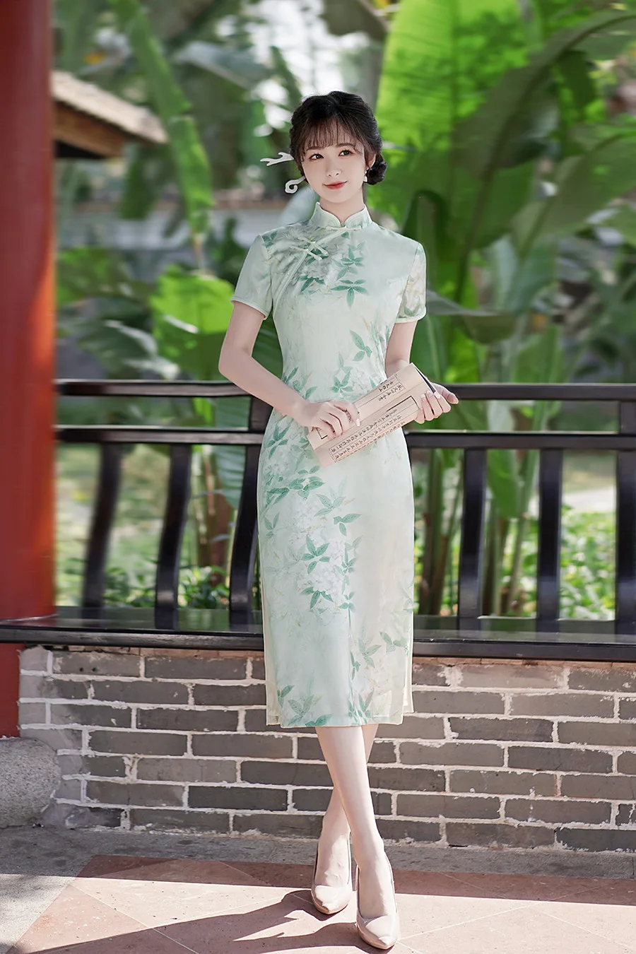 Elegants Slim Qipao Sieviešu Vintage Ziedu Stila Cheongsam Tradicionālo Īsām Piedurknēm Meitenei Ķīniešu Kleita0