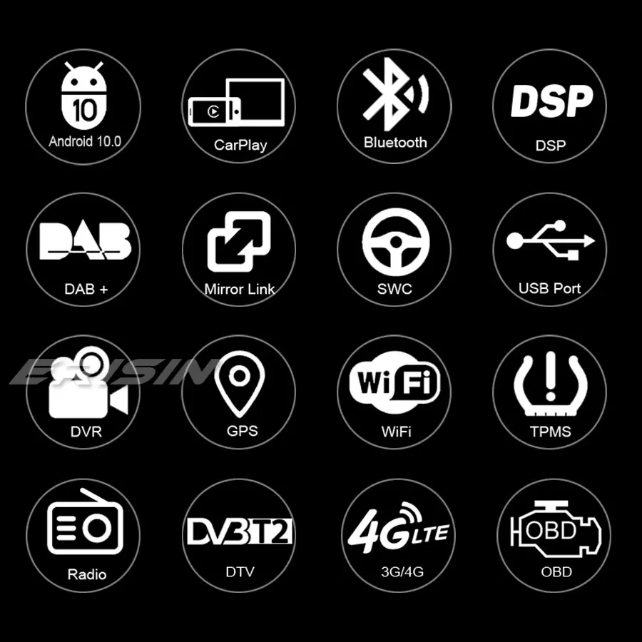 Erisin 3075 Android 10.0 DSP Auto Stereo Carplay DAB+ GPS, WiFi, USB DVR BT TPMS DVB-T Fiat Fiorino Citroen Nemo Peugeot Bipper1