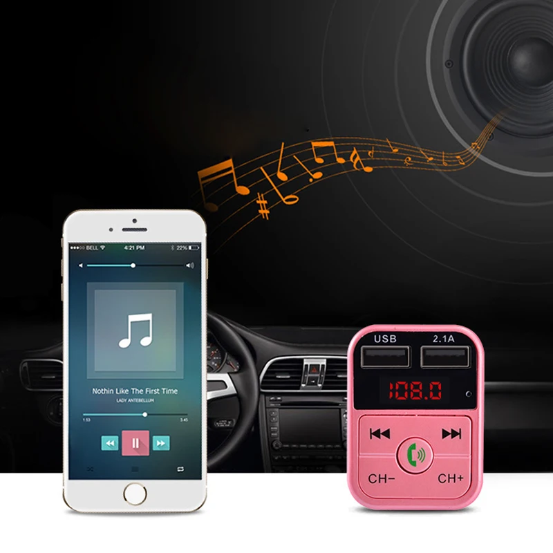 FM Raidītājs Bezvadu Bluetooth saderīgu Brīvroku MP3 Audio Mūzikas Atskaņotājs Dual USB Radio Modulators, Auto Komplekts 2.1 Lādētāju4