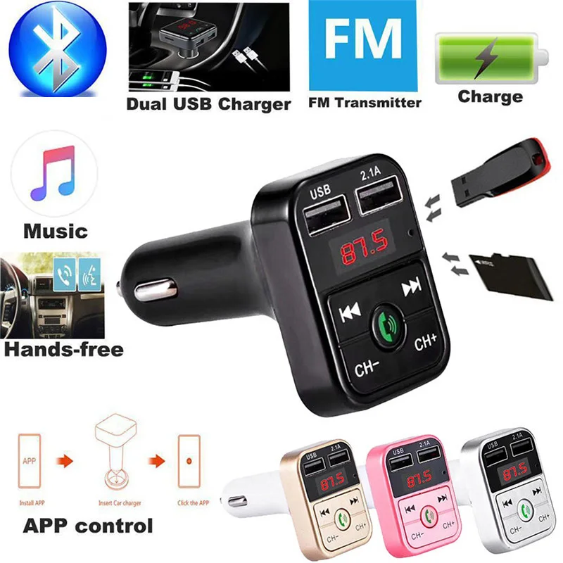 FM Raidītājs Bezvadu Bluetooth saderīgu Brīvroku MP3 Audio Mūzikas Atskaņotājs Dual USB Radio Modulators, Auto Komplekts 2.1 Lādētāju5