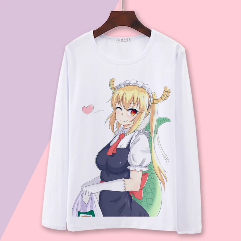 Garām Kobajaši ir Dragon Meitene Cosplay T Krekls Kanna Kamui Tohru Pavasara Rudens garām Piedurknēm Anime T-krekls ar Multfilmas Top Tee Kostīms3