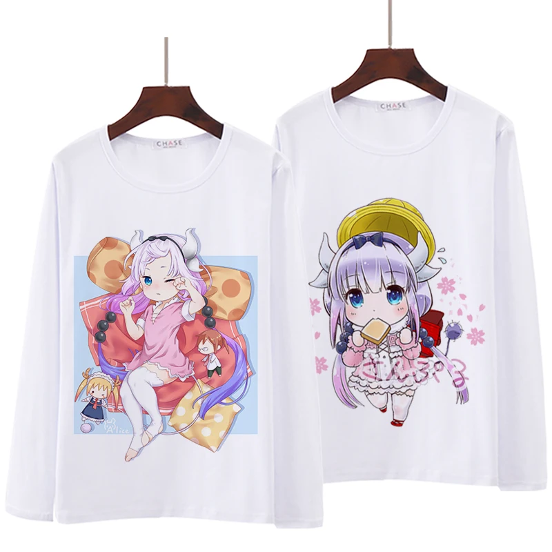 Garām Kobajaši ir Dragon Meitene Cosplay T Krekls Kanna Kamui Tohru Pavasara Rudens garām Piedurknēm Anime T-krekls ar Multfilmas Top Tee Kostīms4