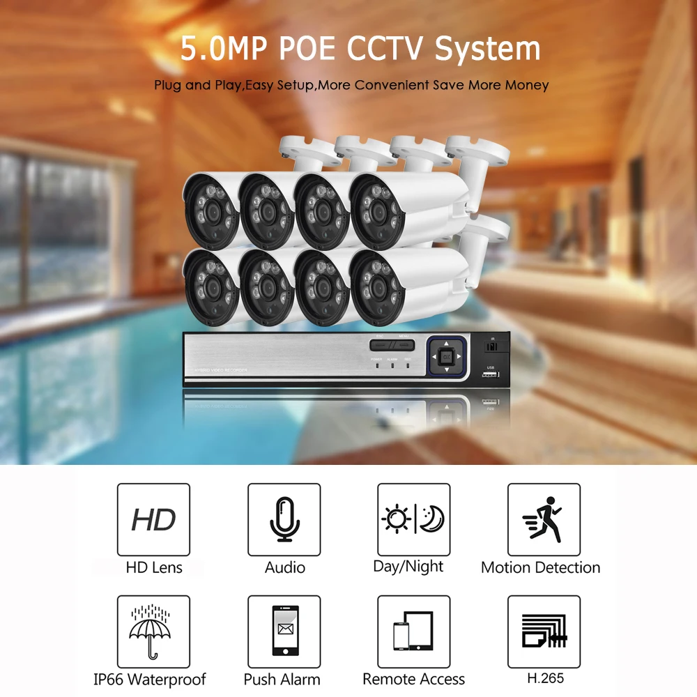 H. 265AI 8CH 5MP POE VRR Komplekts SONY IMX335 Seju Atpazīšana Audio 2.8 mm IP AI Kameras Āra CCTV Uzraudzības Drošības Kameru Sistēmas1