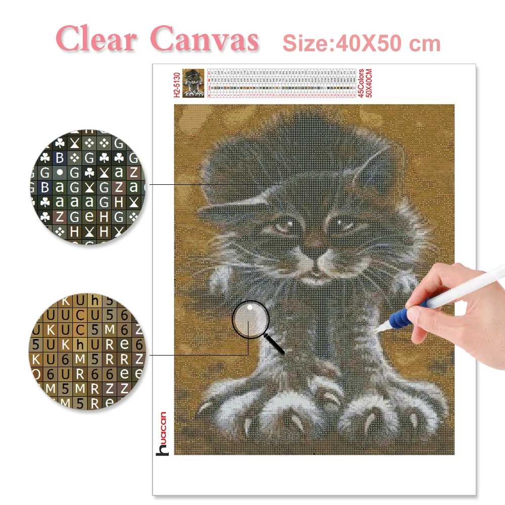 Huacan 5d DIY Dimanta Krāsošana Pilnu Kvadrātveida/Apaļā Kaķis krustdūrienā Izšūšanas Komplekti Mozaīkas Dzīvnieku Gleznas Interjera1
