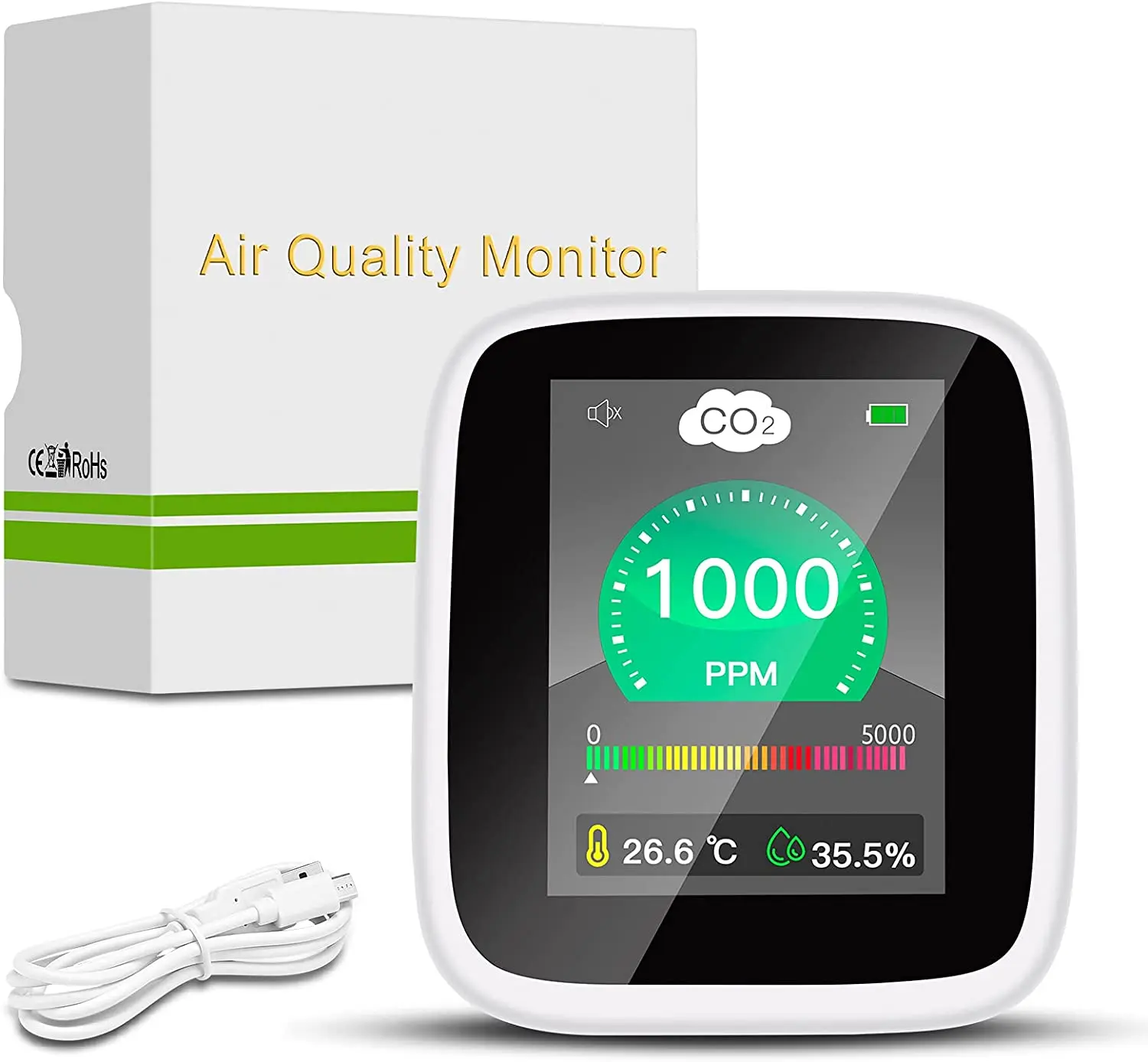 Iekštelpu CO2 Mērītājs, Temperatūras Oglekļa Dioksīda Detektoru Gaisa Kvalitātes Monitors NDIR Sensors Datums Malkas 400~5000ppm Diapazons CO2 Detektors0