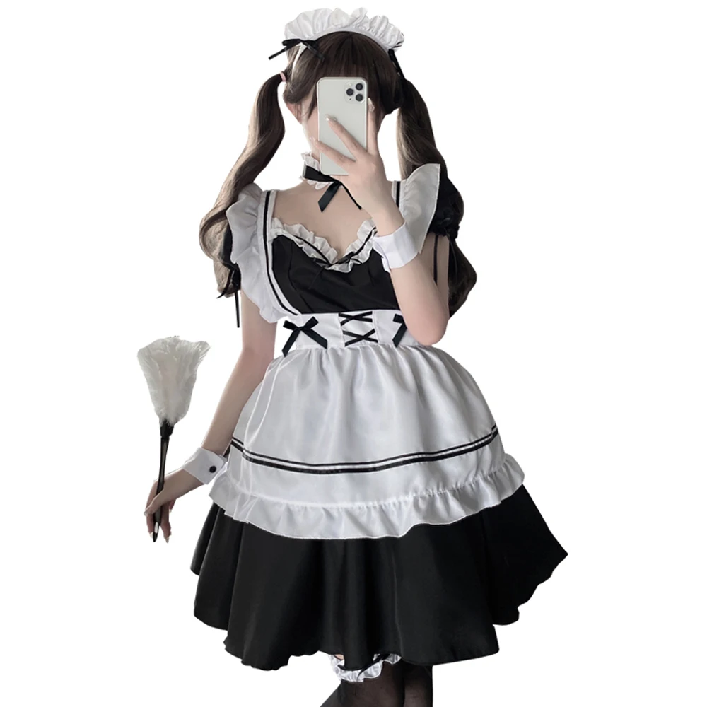 Japāņu Anime Cosplay Kostīmu Augstas Kvalitātes Melna Balta Meitene Apģērbs Priekšauts Kleitas Plus Lieluma Sievietēm Sexy Apakšveļa Posmā Vienādu Jaunas4