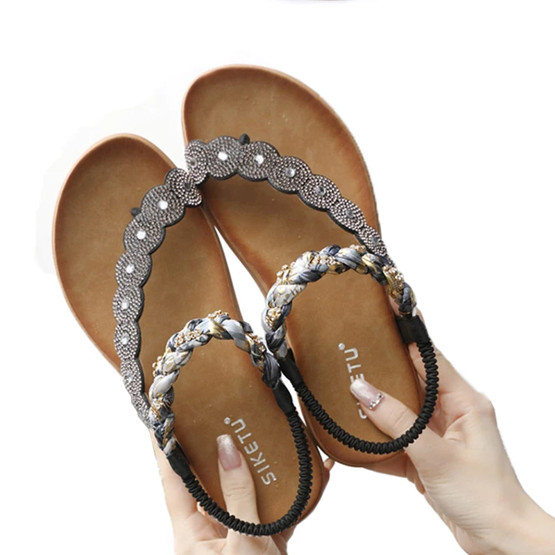 Jaunas ielidošanas sieviešu modes kurpes pasūtījuma logo dzīvoklis mīkstas sandales Romiešu stila dāmas pludmales sandales женские сандалии на платформе1