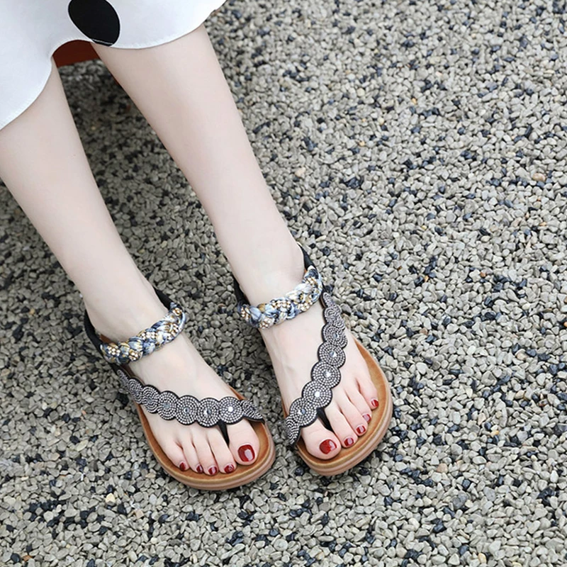 Jaunas ielidošanas sieviešu modes kurpes pasūtījuma logo dzīvoklis mīkstas sandales Romiešu stila dāmas pludmales sandales женские сандалии на платформе3