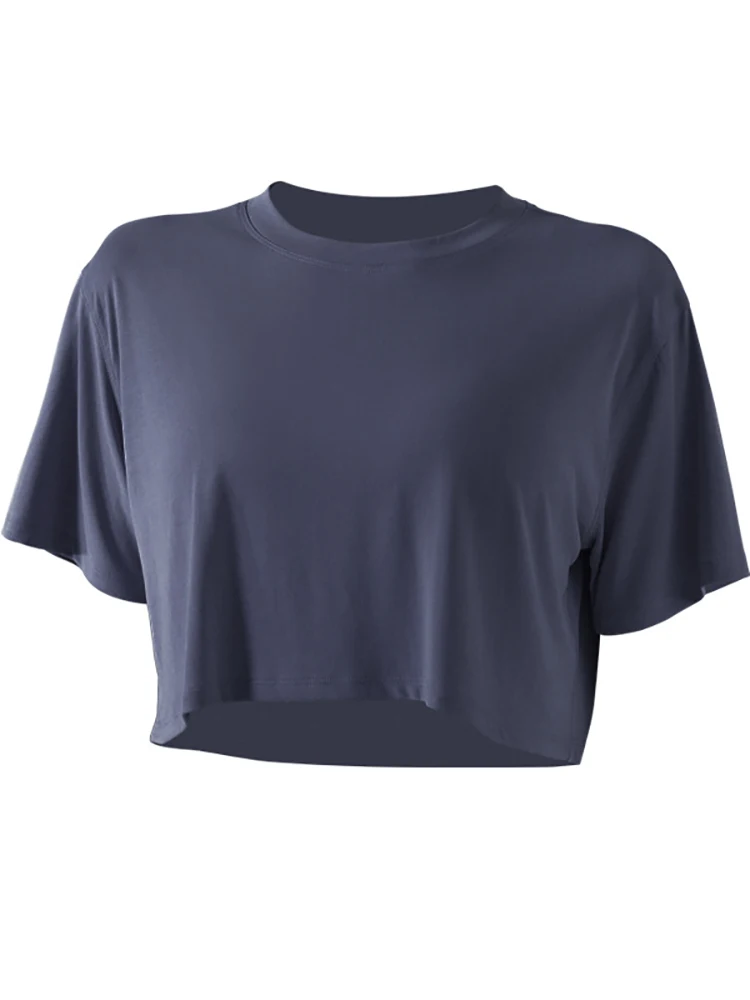 Joga T-krekls Sieviete Sports Top Sievietes Darbojas Izmantot Nabas Zaudēt Fitnesa Top Īsām piedurknēm T-krekls Sieviešu Skriešanas Apģērbs2
