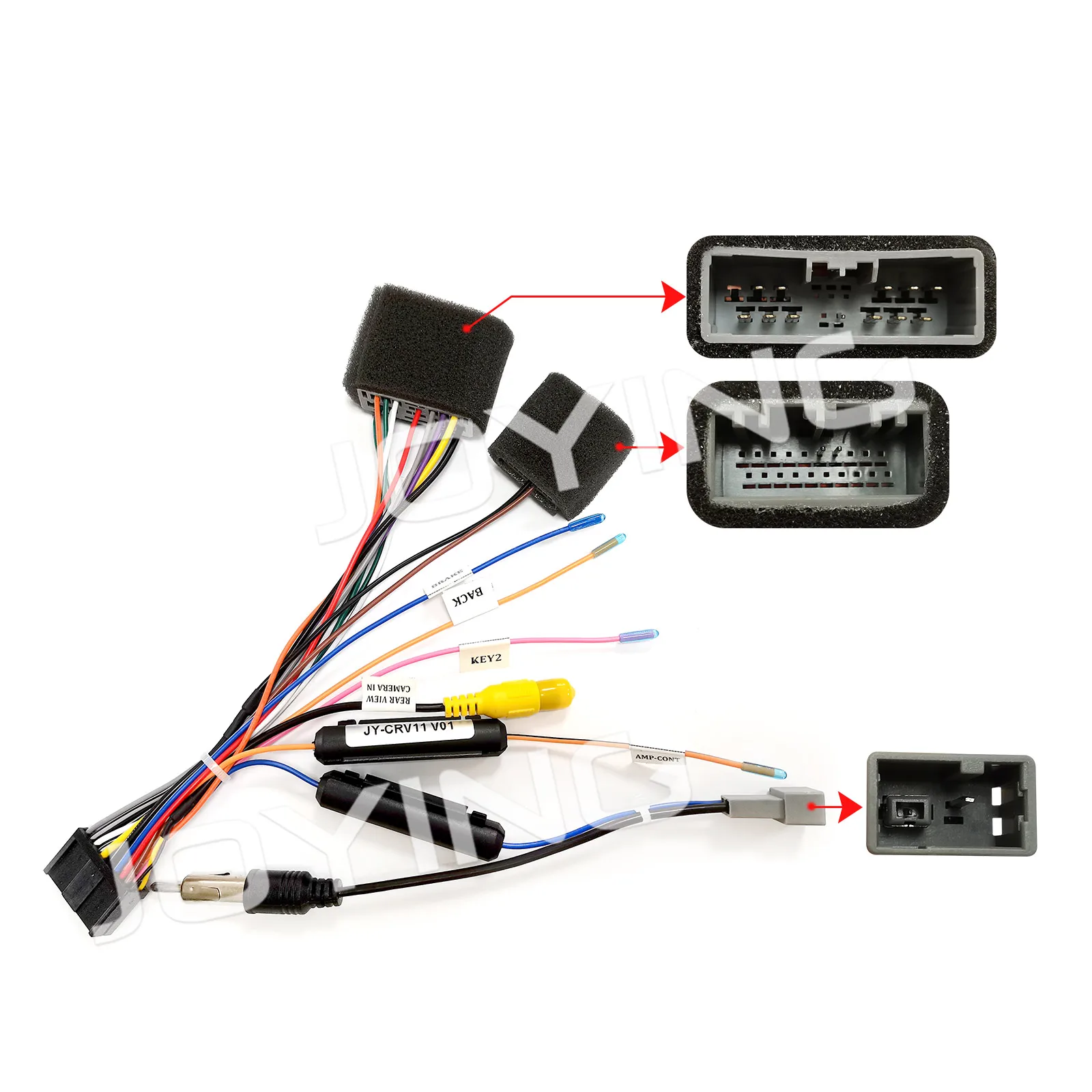 Joying vadu ISO josta Honda CIVIC CRV auto radio strāvas adapteris, barošanas kabelis radio plug3
