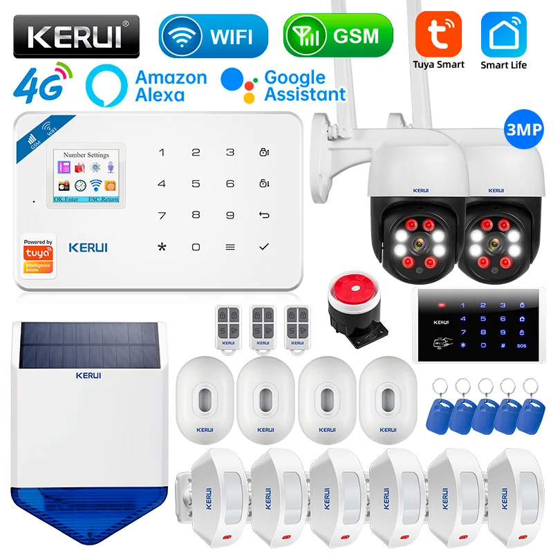 KERUI Bezvadu Signalizācijas Sistēmu Smart Home W181 4G apsardzes pakalpojumi, Apsardzes signalizācijas, Drošības 433MHz WiFi bezvadu GSM Signalizācijas Bezvadu Tuya gudrā Māja App Kontroles0