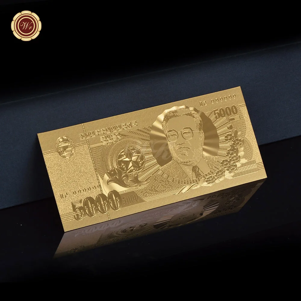Korejas KPW5000 Zelta Pārklājumu Piemiņas Banknotes Izaicinājums Banknošu Kuģiem, Suvenīru, Biznesa Dāvanu, Mājas Dekoru Kolekcija0