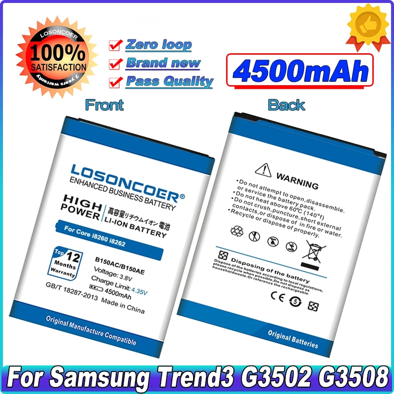 LOSONCOER 4500mAh B150AC/B150AE Akumulators Samsung Galaxy Core i8260 i8262 g3502u g3502 g3508 g35090