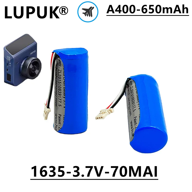 LUPUK - Sākotnējais 1635 Litija-Jonu Akumulators, 3.7 V, 650mAh, ko Izmanto Inteliģentu Dash Cam A400 Modelis0