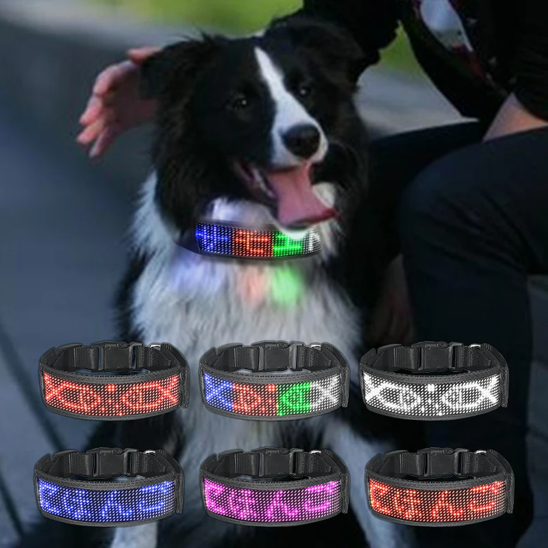 Labs Dizains Pet Suns, LED Flash Apmales Gaismas Krāsains Blinker Drošības Mirgo Apkakle ar APP kontroles2