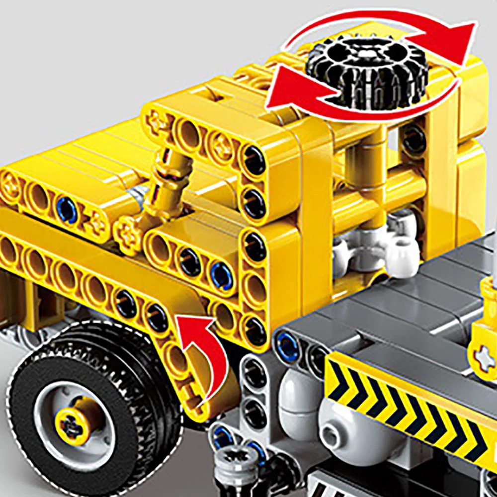 Mehāniskās Crane Truck Celtniecības Bloki Pilsētas Celtniecības tehnikas Puzzle Ķieģeļu Pull Atpakaļ, Transportlīdzekļa Modeli, Rotaļlietas, Dāvanas Bērniem3