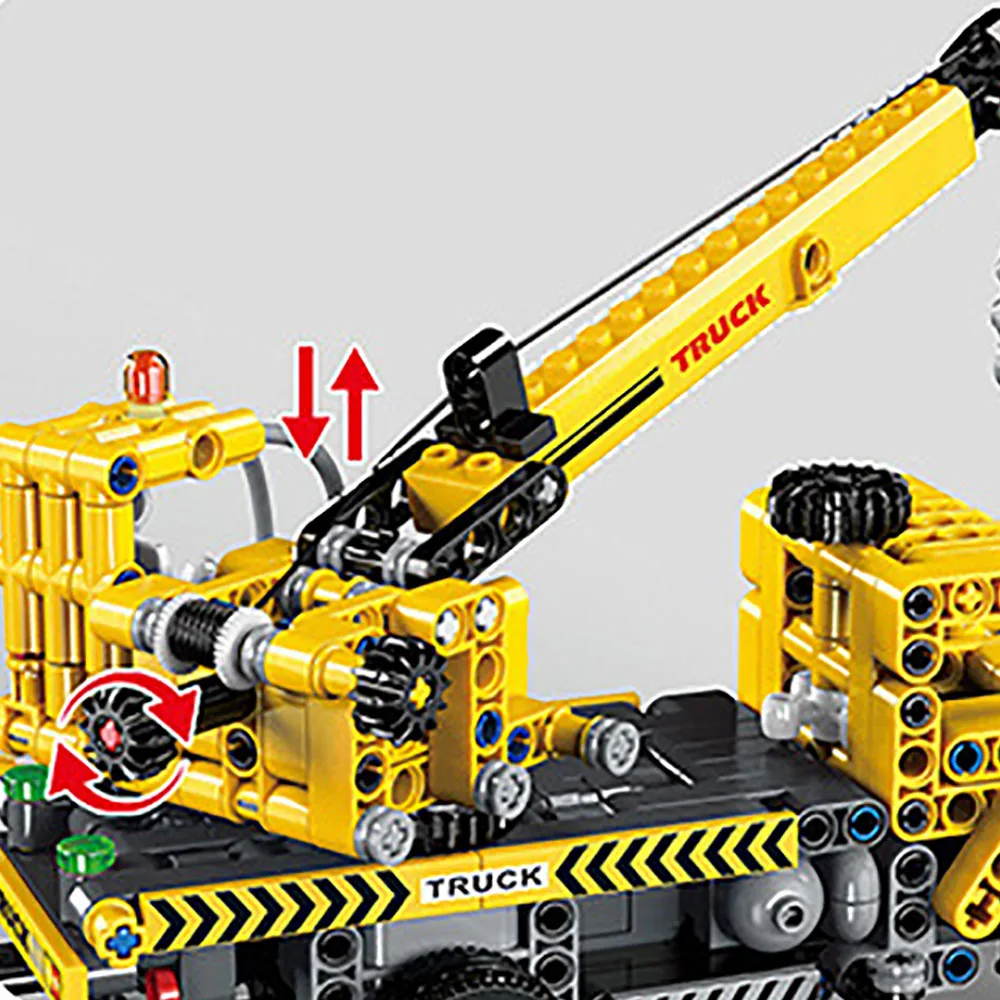 Mehāniskās Crane Truck Celtniecības Bloki Pilsētas Celtniecības tehnikas Puzzle Ķieģeļu Pull Atpakaļ, Transportlīdzekļa Modeli, Rotaļlietas, Dāvanas Bērniem4