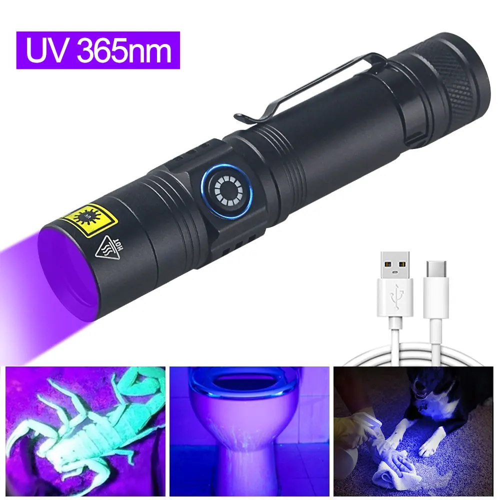 Mini UV LED Lukturīti USB Papildināt 365/395nm Blacklight Viļņu garuma Ultravioleto Lampu Pet Urīna Scorpion Traipus Detektoru, Medībām1