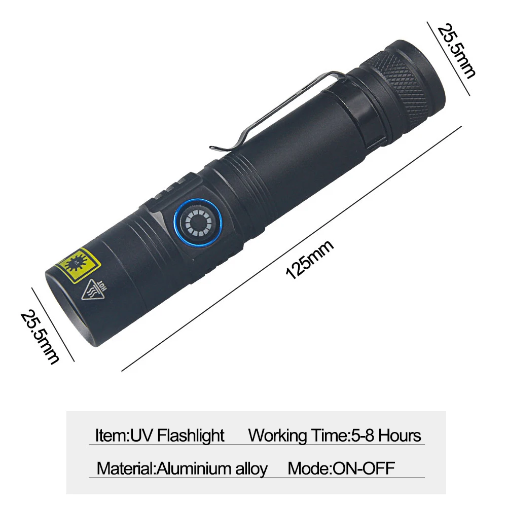 Mini UV LED Lukturīti USB Papildināt 365/395nm Blacklight Viļņu garuma Ultravioleto Lampu Pet Urīna Scorpion Traipus Detektoru, Medībām3