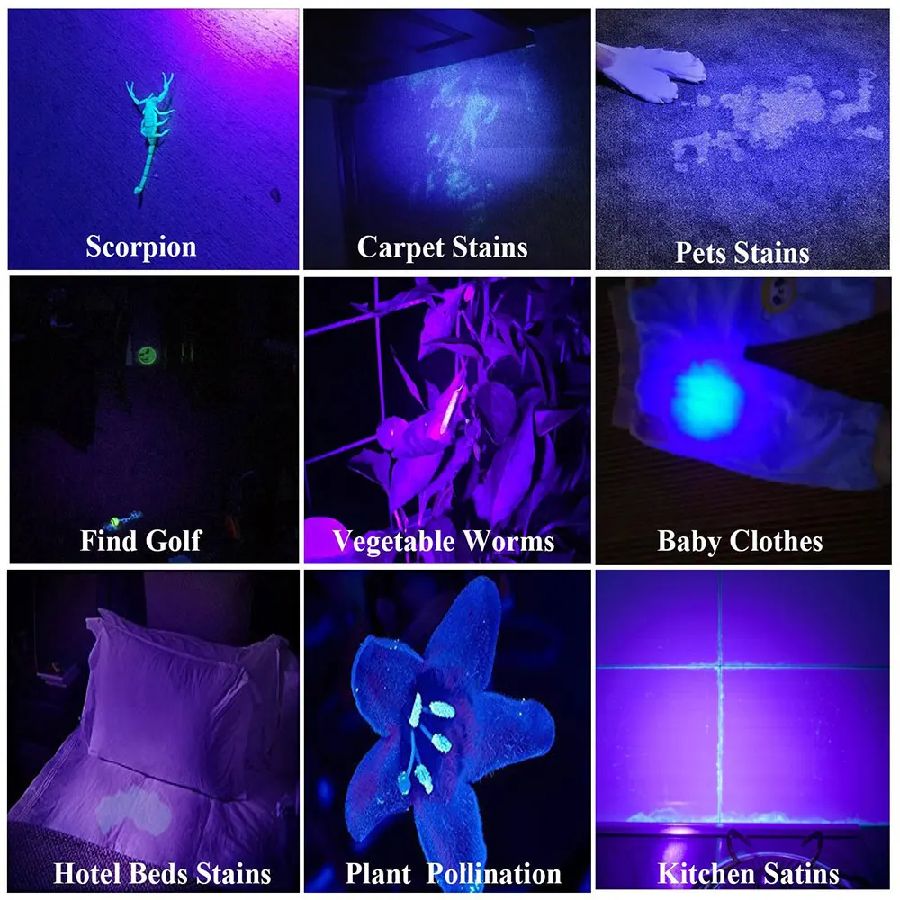 Mini UV LED Lukturīti USB Papildināt 365/395nm Blacklight Viļņu garuma Ultravioleto Lampu Pet Urīna Scorpion Traipus Detektoru, Medībām5