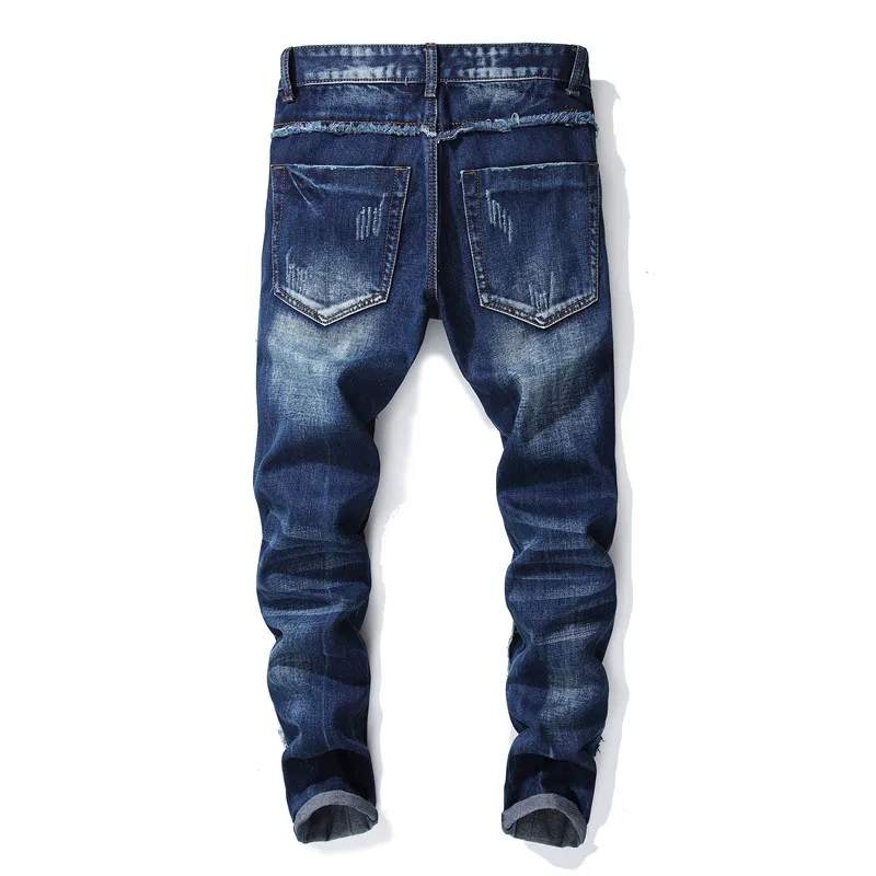 Modes dizainera džinsi iznīcināta vīriešiem raibs naktsklubs streetwear hip hop, rock, punk džinsa bikses slim taisnas bikses1