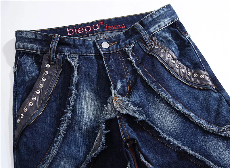 Modes dizainera džinsi iznīcināta vīriešiem raibs naktsklubs streetwear hip hop, rock, punk džinsa bikses slim taisnas bikses2